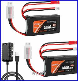1000mAh 7.4V 2S Lipo Battery SCX24 35C Lithium Battery for 1/10 1/18 1/16 RC Car