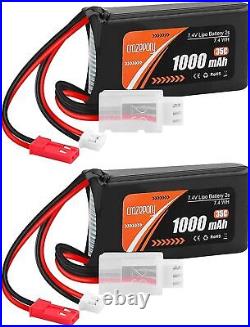 1000mAh Lipo Battery 7.4V 2S Axial SCX24 Lithium Battery PH2.0&JST Plug 1/10 USA
