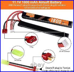 1800mAh 11.1V 3S 30C Airsoft LiPo Battery Deans T Plug to Mini Tamiya Cable