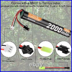 25C 7.4V 2000mAh Airsoft Hobby LiPo Battery with SM2P Plug to Mini Tamiya Cable