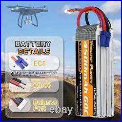 2PCS 22.2V 4500mAh 6S LiPo Battery 60C EC5 for RC Helicopter Airplane Boat