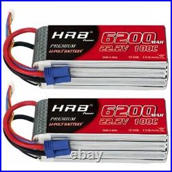 2Pcs HRB 6S 22.2V 6200mAh 100C Lipo Battery EC5 For RC Car Truck Helicopter