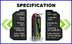 2X Ovonic 14.8V 100C 4S 9000mAh LiPo Battery EC5 for KRATON 8S MONSTER TRUCK RC