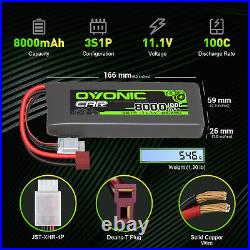 2X Ovonic 8000mAh 100C 3S LiPo Battery 11.1V for 1/8 1/10 RC Car Deans & XT60