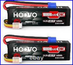 2 pack of HOOVO 4S Lipo Batteries 14.8V 10000mAh 120C RC Battery EC5 Plug