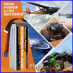 2pcs 22.2V 6S 6500mAh LiPo Battery 60C EC5 for RC HELI PLANE QUAD CAR TRUCK
