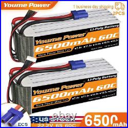 2pcs 22.2V 6S 6500mAh LiPo Battery 60C EC5 for RC Helicopter Airplane Quad Boat