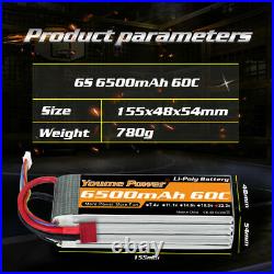 2pcs 6S 6500mAh 22.2V LiPo Battery Deans for RC Helicopter Airplane Car Truck