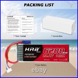 2pcs HRB 6S 22.2V 6200mAh 100C EC5 LiPo Battery for RC Drone Helicopter Car Boat