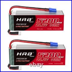 2xHRB 22.2V 6S Lipo Battery 100C 5200mAh EC5 Plug for RC Car Helicopter EDF