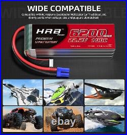 2xHRB 6S 22.2V Lipo Battery 6200mAh 100C EC5 for RC Car Helicopter EDF Jet