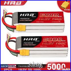 2x 18.5V 5000mAh 5S LiPo Battery XT90 For RC Helicopter Airplane Car Truck Boat