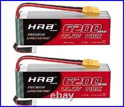 2x HRB 22.2V 6S LiPo Battery 100C 6200mAh XT90 for RC Helicopter Quad Car Truck