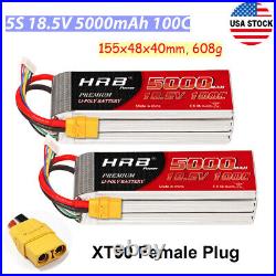 2x HRB 5000mAh 18.5V 5S XT90 100C LiPo Battery for RC Helicopter Car Drone Truck