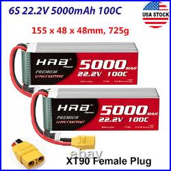 2x HRB 6S 22.2V 5000mAh XT90 100C LiPo Battery for RC Drone Truck Airplane Boat