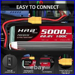 2x HRB 6S 22.2V 5000mAh XT90 100C LiPo Battery for RC Drone Truck Airplane Boat