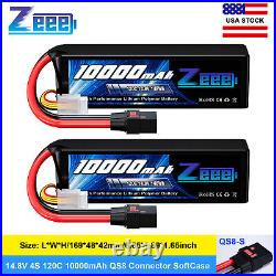 2x Zeee 4S Lipo Battery 10000mAh QS8 Plug 14.8V 120C Soft Pack for Xmaxx RC Car