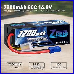 2x Zeee 4S Lipo Battery 7200mAh 14.8V 80C EC5 for RC Car Truck Tank Buggy Truggy