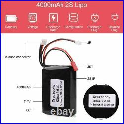 4000mAh 7.4V JST JR Plug Transmitter Battery LiPo For Spektrum DX9 DX8 DX7 DX6E