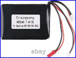 7.4V 4000mAh LiPo Battery JST JR Plug For Spektrum DX9/DX7/DX8/DX6E Transmitter