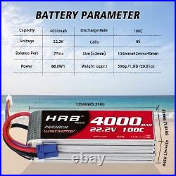 HRB 6S 22.2V LiPo Battery 4000mAh 100C EC5 for RC Airplane EDF Jet Model E-flite