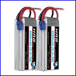 HRB 6S Lipo Battery 22.2V 6000MAH 50C RC withEC5 Plug for RC DJI E-Flite, 4Packs