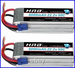 HRB 6S Lipo Battery 22.2V 6000MAH 50C RC withEC5 Plug for RC DJI E-Flite, 4Packs