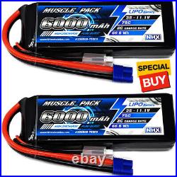 NHX Muscle Pack 3S 11.1V 6000mAh 75C Lipo Battery (2) with EC3 Connector