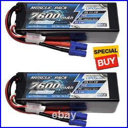 NHX Muscle Pack 3S 11.1V 7600mAh 75C Hard Case Lipo Battery (2) with EC5 Connector