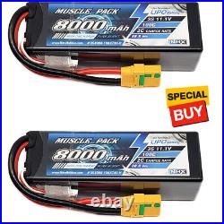 NHX Muscle Pack 3S 11.1V 8000mAh 100C Hard Case Lipo Battery (2) with XT90 Connctr
