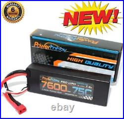 PowerHobby 2S 7.4. V 7600mAh 75C Lipo Battery 2 Pack Deans Plug Lipo Safe Bag