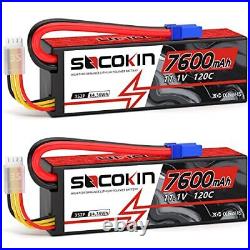 SOCOKIN 3S Lipo Battery 7600mAh 11.1V 120C with EC5 Connector Hard Case for R