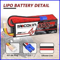 Socokin 4S Lipo Battery 5500mAh 14.8V 120C with EC5 Connector Hard Case for