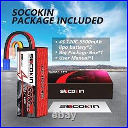 Socokin 4S Lipo Battery 5500mAh 14.8V 120C with EC5 Connector Hard Case for