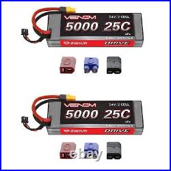 Venom 25C 2S 5000mAh 7.4V Hard Case LiPo Battery with UNI Plug System x2 Packs